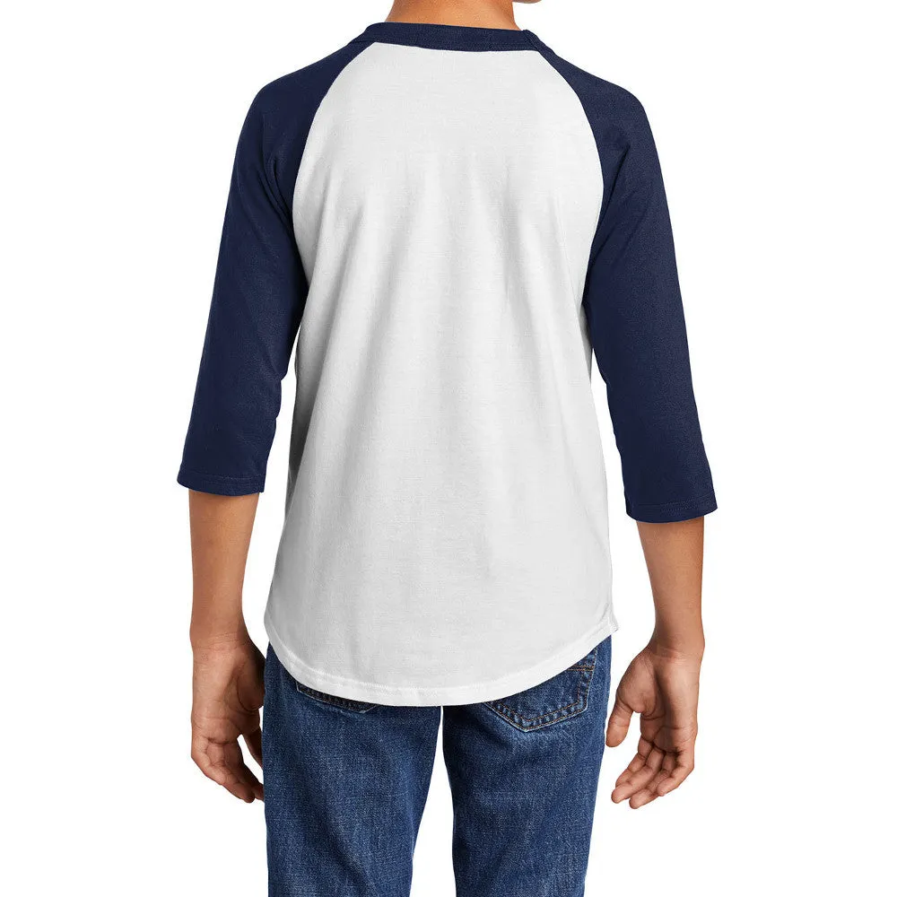 Youth 3/4 Sleeves Colorblock Raglan Baseball Soft Jersey