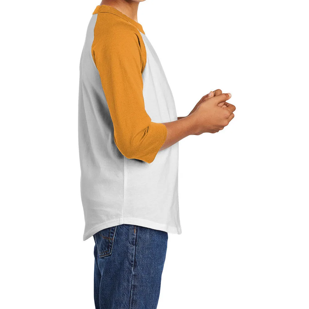 Youth 3/4 Sleeves Colorblock Raglan Baseball Soft Jersey