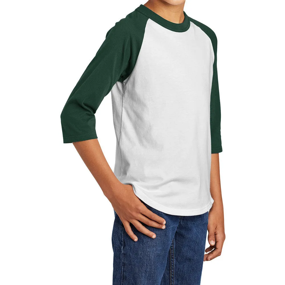 Youth 3/4 Sleeves Colorblock Raglan Baseball Soft Jersey