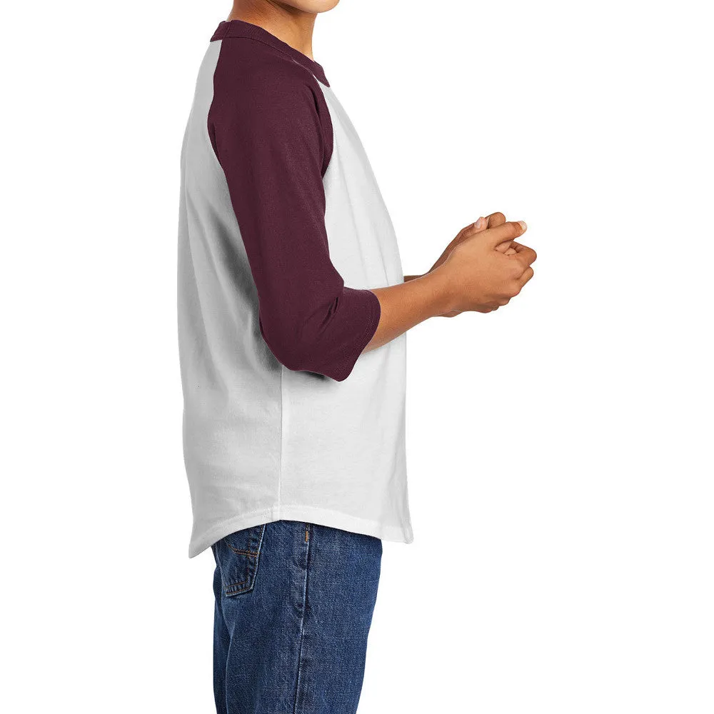 Youth 3/4 Sleeves Colorblock Raglan Baseball Soft Jersey