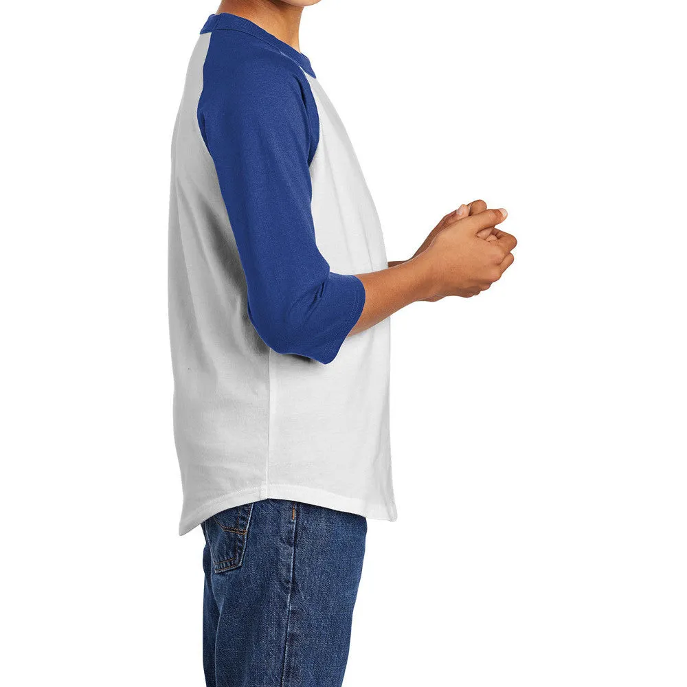 Youth 3/4 Sleeves Colorblock Raglan Baseball Soft Jersey