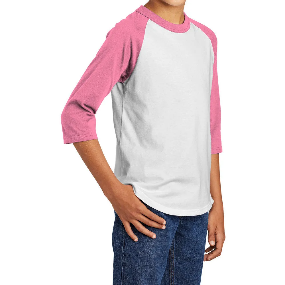 Youth 3/4 Sleeves Colorblock Raglan Baseball Soft Jersey