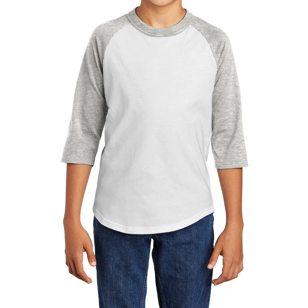 Youth 3/4 Sleeves Colorblock Raglan Baseball Soft Jersey