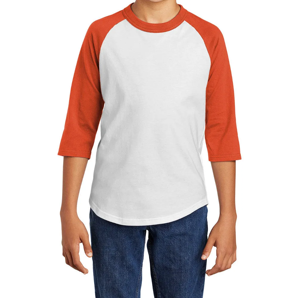 Youth 3/4 Sleeves Colorblock Raglan Baseball Soft Jersey