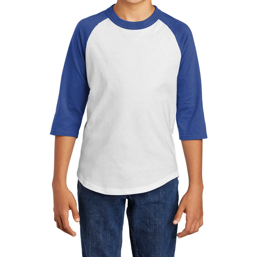 Youth 3/4 Sleeves Colorblock Raglan Baseball Soft Jersey