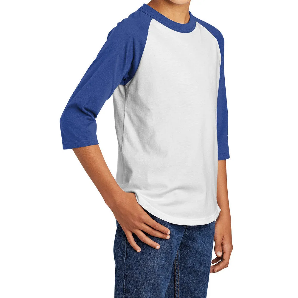 Youth 3/4 Sleeves Colorblock Raglan Baseball Soft Jersey