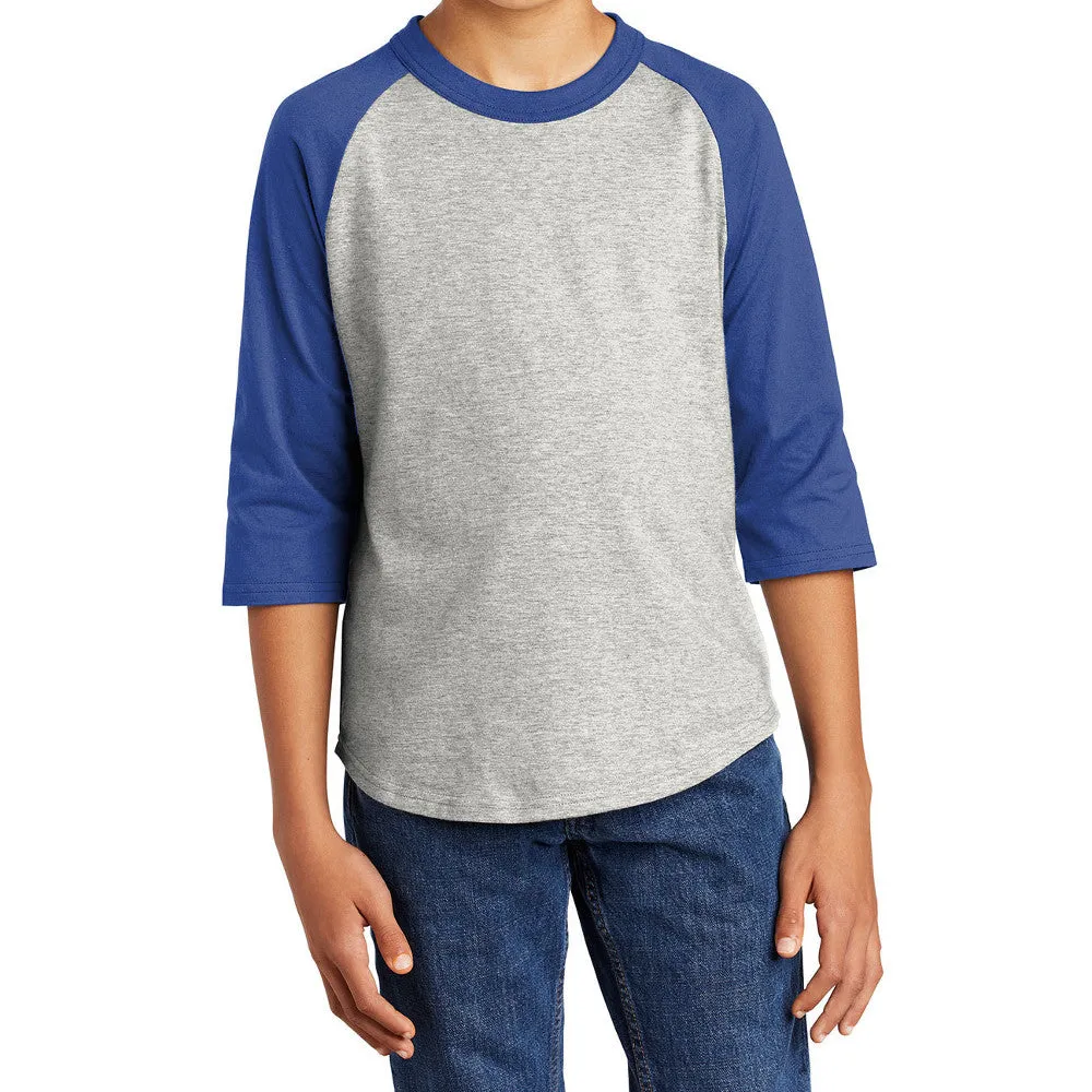 Youth 3/4 Sleeves Colorblock Raglan Baseball Soft Jersey