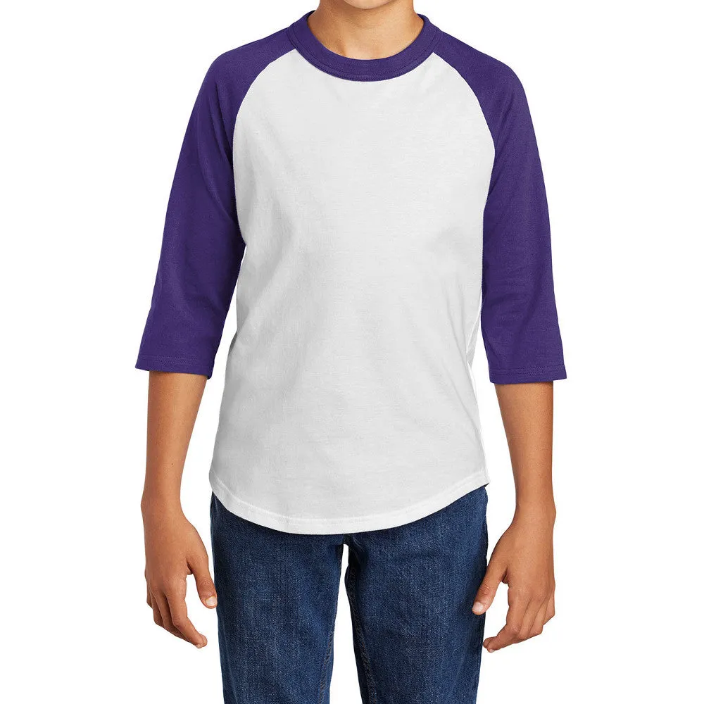 Youth 3/4 Sleeves Colorblock Raglan Baseball Soft Jersey