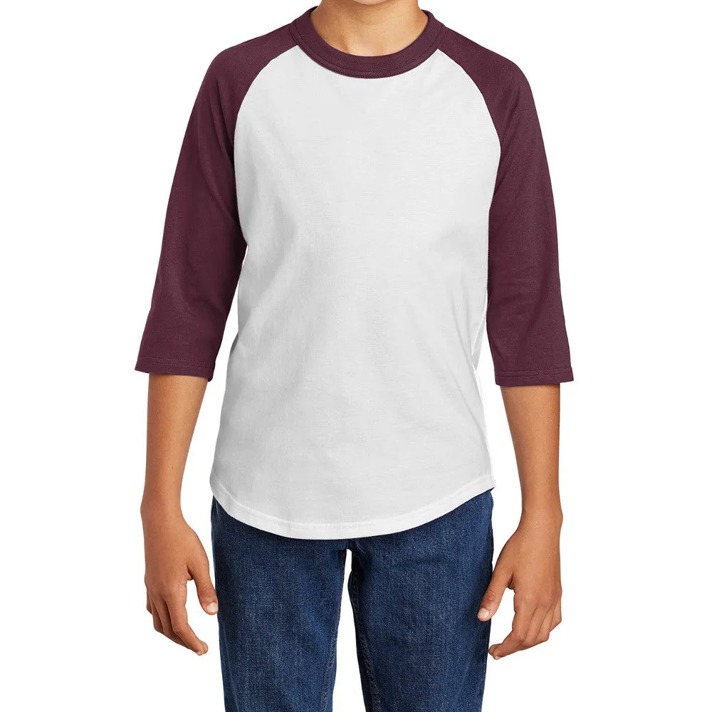 Youth 3/4 Sleeves Colorblock Raglan Baseball Soft Jersey