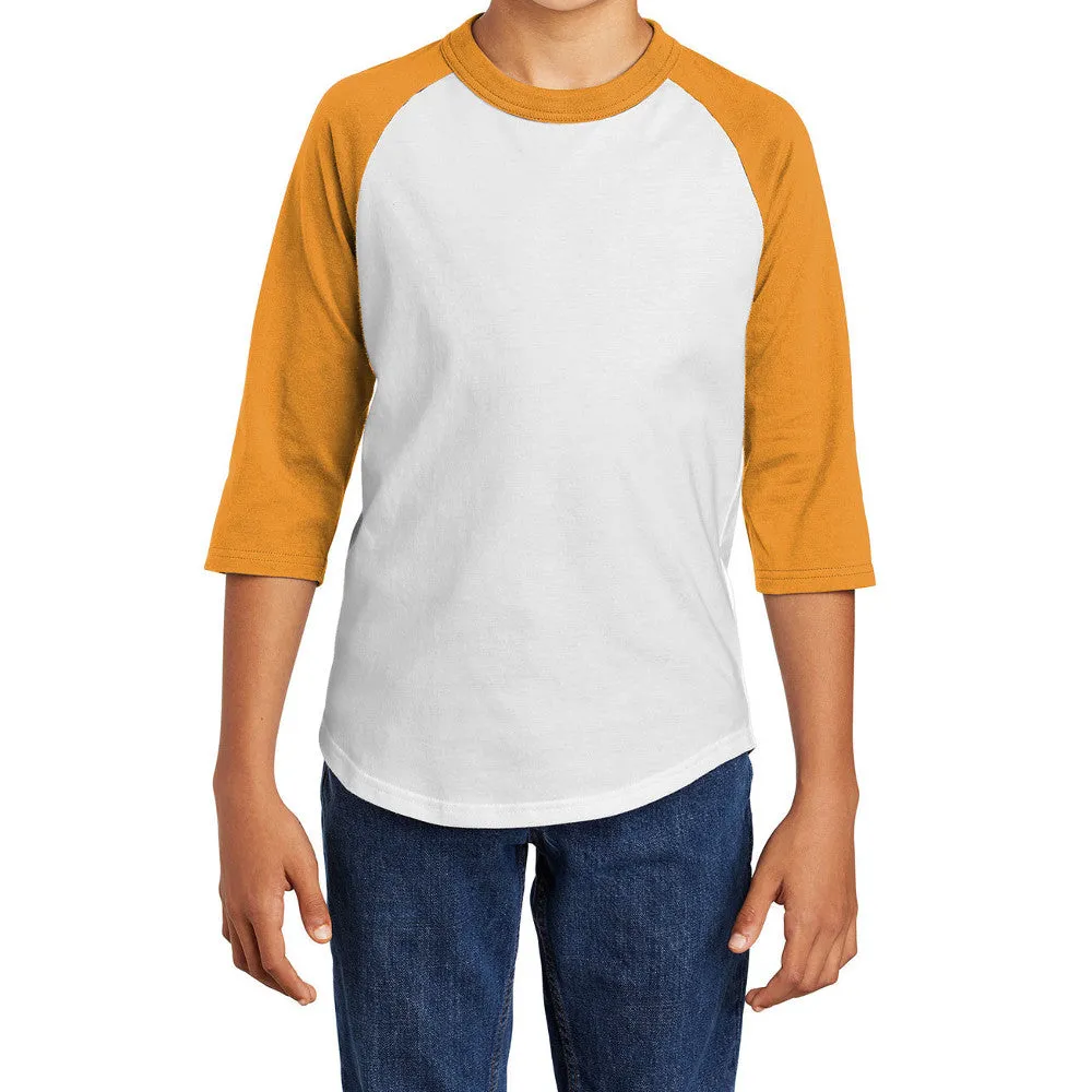 Youth 3/4 Sleeves Colorblock Raglan Baseball Soft Jersey