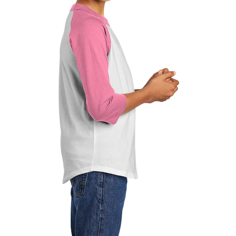 Youth 3/4 Sleeves Colorblock Raglan Baseball Soft Jersey