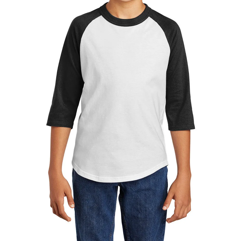 Youth 3/4 Sleeves Colorblock Raglan Baseball Soft Jersey