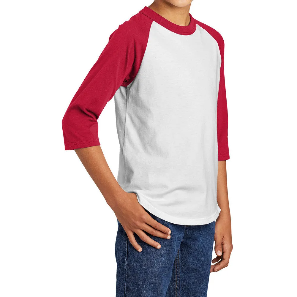 Youth 3/4 Sleeves Colorblock Raglan Baseball Soft Jersey