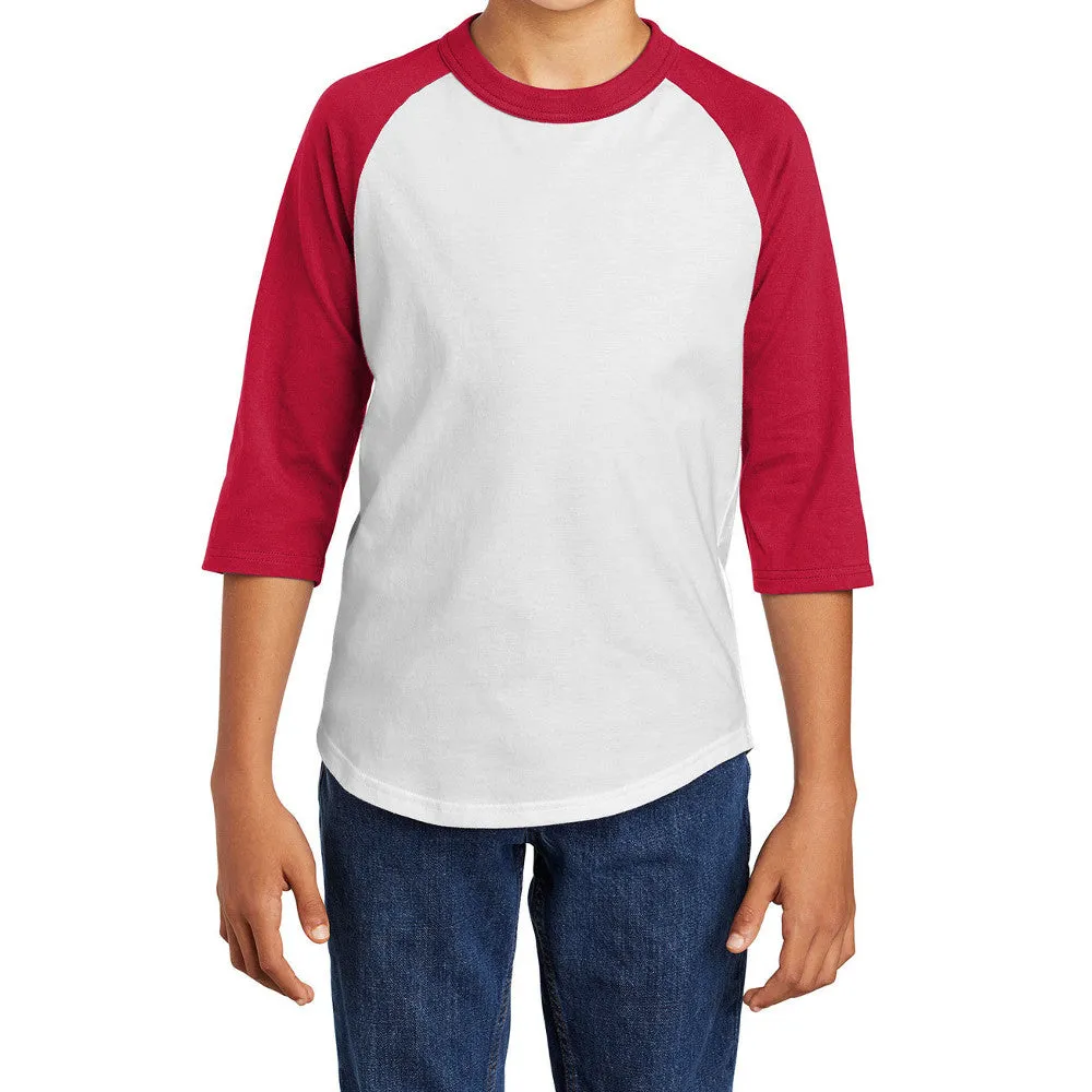 Youth 3/4 Sleeves Colorblock Raglan Baseball Soft Jersey