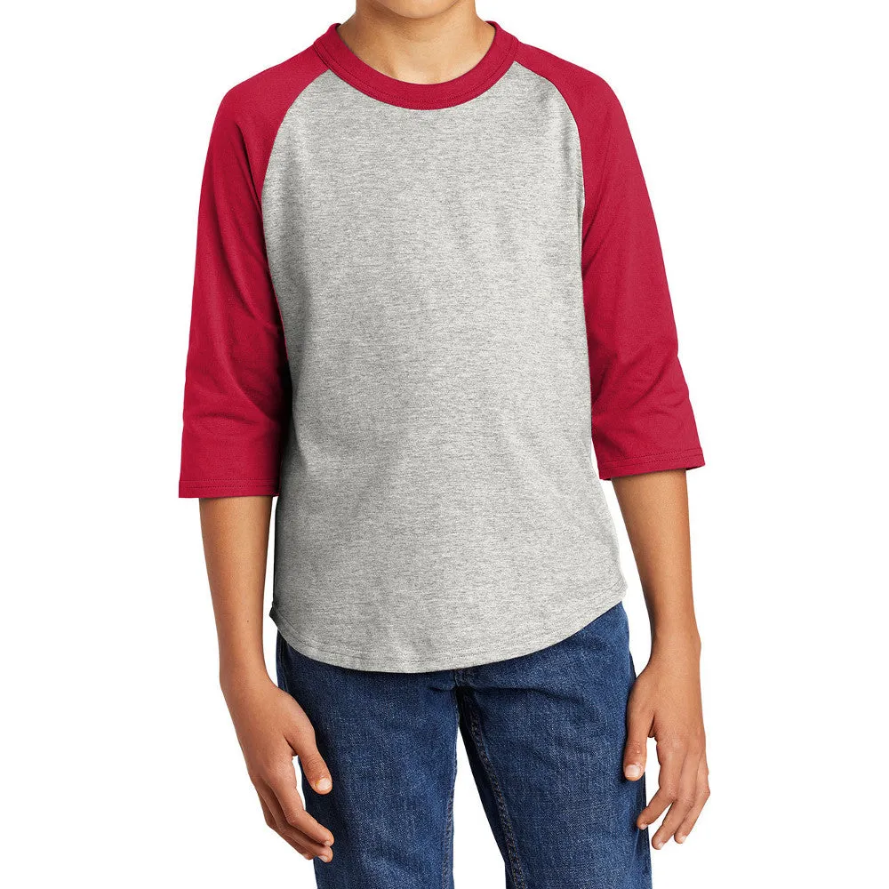 Youth 3/4 Sleeves Colorblock Raglan Baseball Soft Jersey